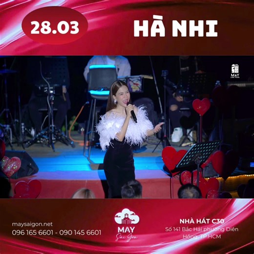 28.03 ☆ MÂY SÀI GÒN 🎙️ SINGER: HÀ NHI 🎟️ Booking ngay: https://maysaigon.net/shows/hanhi2803 📍 Địa điểm: Nhà hát C30 – 141 Bắc Hải, Phường Diên Hồng, TP.HCM #MaySaigon #hanhi #nhachaymoingay