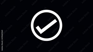 Check mark icon in flat style. accept vector icon. Check list button icon. Check mark in round sign. Check list button icon animation 4k