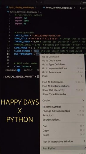 Lyrics animated by Python 🐍🎶Like.Share.Comment #music #friends #python #viral #coding #programming