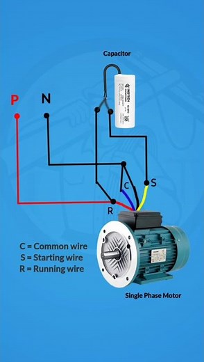 Single Phase Motor Connection || 4 Wired Motor Connection || #electrical