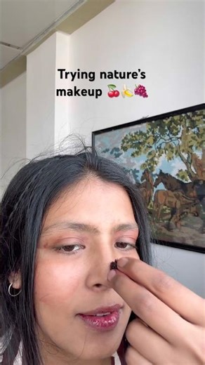 Borrowing my tints from Mother Nature🍓 #fruits #nature #love #foryou #tiktok #makeup #budget #funny