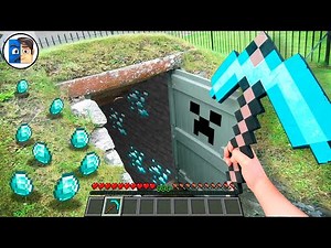 Minecraft in Real Life POV - SECRET CREEPER BASE in Realistic Minecraft 創世神第一人稱真人版