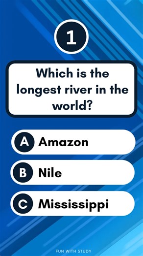 Which is the longest river in the world? #gk #gkquiz #quiz #trivia #shortsbeta #shortsfeed #shorts