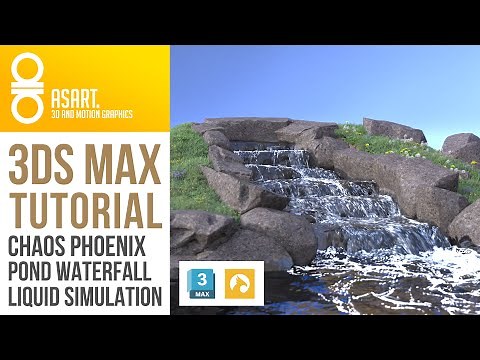 3Ds Max and Chaos Phoenix Liquid Simulation Tutorial | "Backyard Pond Waterfall"
