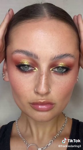 Recreation of #emmachamberlain #metgala look done by @Kelsey 🖤🖤🖤 makeup deets on my insta x #editorialglam #makeuptutorial #metgala2022 #veganmakeup #fypage