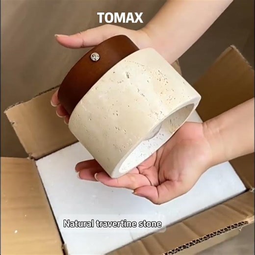 TOMAX TRAVERTINE FLUSH MOUNT LIGHT ROUND WOODEN CEILING LIGHT FOR ENTRYWAY