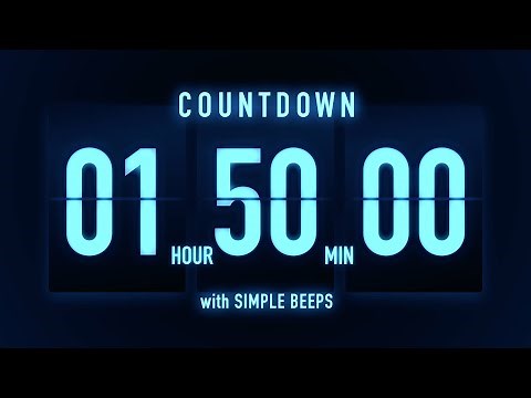 1 Hour 50 Minute Countdown Timer 🔵 Flip Clock with Simple Beeps