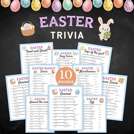 Easter Trivia Games Printable - 10 Party Quiz Sheets, Kids Family Fun Activities (PDF) - Etsy
