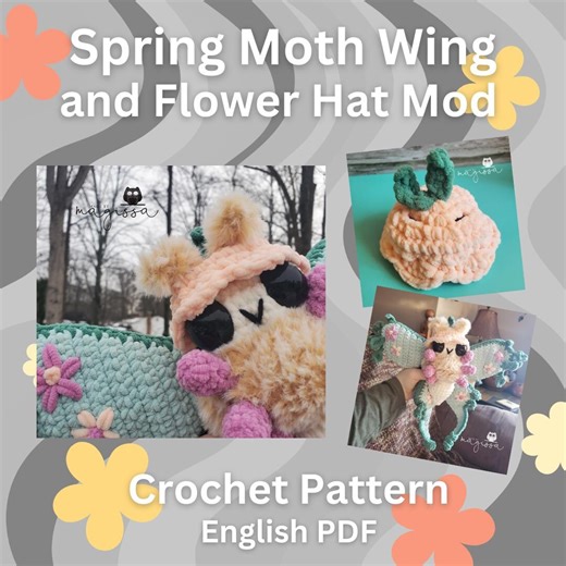 Spring Moth Wing and Flower Hat Mod - Crochet Pattern - Instant PDF Download - Lepidoptera Series - Etsy