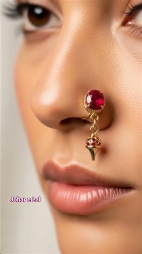 Johar e Lal Gemstone Ruby Gemstone Pendulum Nose Pin #diamond #gemsnjewellery #jewelry #gemquality