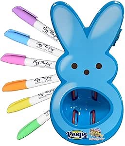 The Eggmazing Egg Decorator - Peeps Bunny - Arts and Craft Set Includes 6 Colorful Quick Drying, Non-Toxic Markers (Blue), Ages 3 and Up