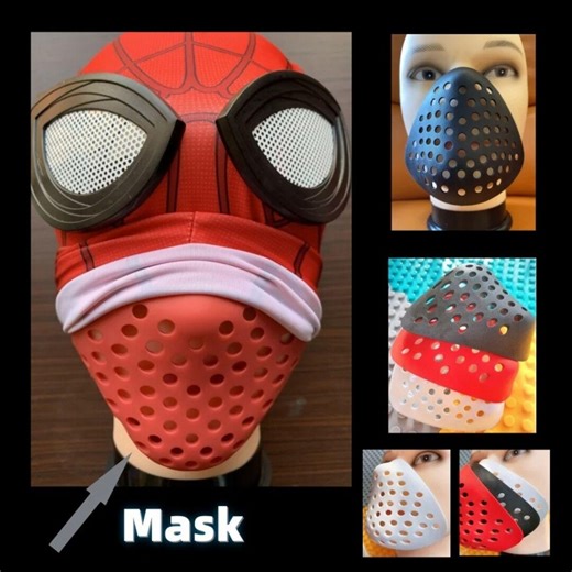 Faceshell Spiderman Mini Mask Cosplay Props Silicon Black/red Halloween Half Face Shell Breathing Support Cover Nose and Mouth Mas - Etsy