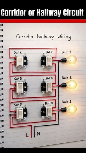 Corridor Hallway Wiring Diagram | Multi Switch Bulb Connection |Control Bulbs From Different Places
