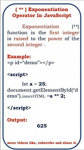 what is exponentiation operator in JavaScript ‪@ensolutions5210‬ #coding #javascript t #class