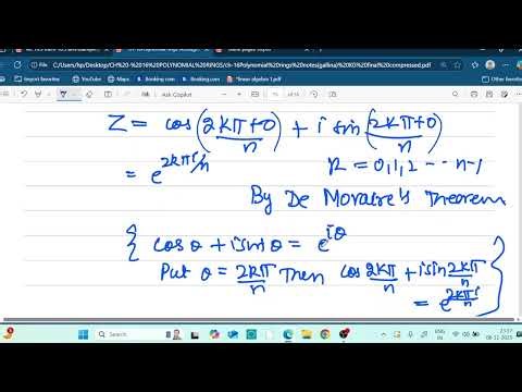 Lec 16.5: Polynomial Rings: Theorem 16.3 and complex roots of unity: Book Gallian