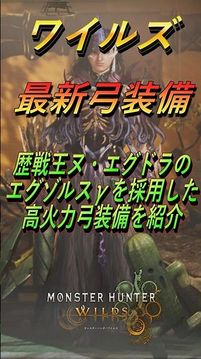 【ワイルズ最新弓装備】歴戦王ヌエグドラ装備エグゾルスγを採用した高火力の弓装備を紹介 フリーチャレンジクエスト用にも最適！【モンハンワイルズ/MHWilds】#モンハンワイルズ #ワイルズ弓