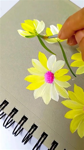 one stroke painting 🎨 beautiful yellow flowers painting ✨🌼💛❤️💯#art #flowerart #viralshorts #foryou