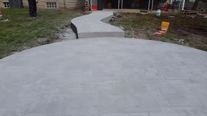 Dublin Cobblestone walkway and fire pit area just in time to enjoy the autumn nights 🍂 | Indy Decorative Concrete