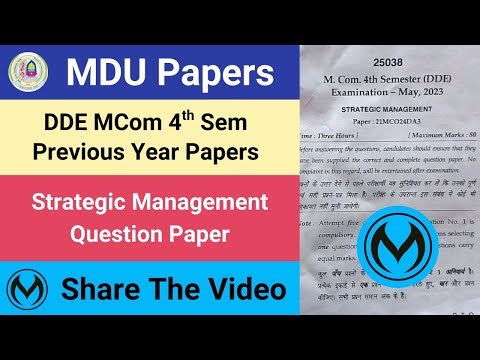 MDU CDOE (DDE) MCom 4th Sem Paper 4 | Previous Year Question Paper | #mdu_official