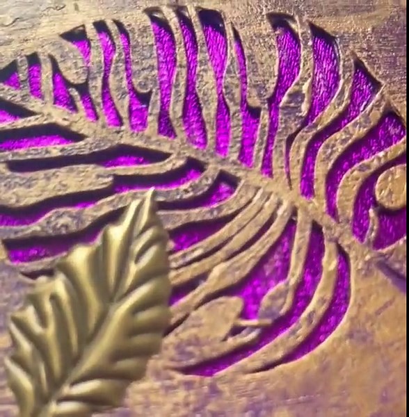 Small Decorative Purple and Gold Leaf Design Trinket/ Storage Box - Etsy