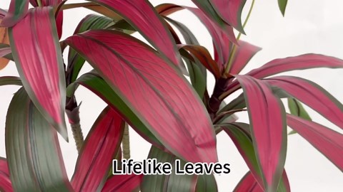 Artificial Dracaena Tree 7FT - Large Faux Plant Indoor Tree with 135 Red Leaves & 8 Heads, 84" Tall Fake Tropical Plant Potted Artificial Floor Plant Trees for Home Living Room Porch Office Decor