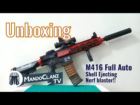 Unboxing M416 Full Auto Ejecting Shell Blaster Nerf must have!! #nerf #tactical