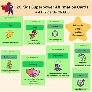 Kids Affirmation Cards: Superpower Emotional Regulation, Mindfulness (PDF Printable - Etsy UK