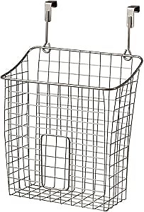 Spectrum Plastic Bag Holder & Dispenser for Reusable Bags - Grid Over the Cabinet Storage Organizer for Grocery, Recycling & Trash Bags - Kitchen Apartment Organization Accessories for Home