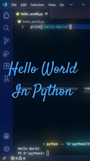 Hello World In Python #python #helloworld #coding #shorts #ytshorts