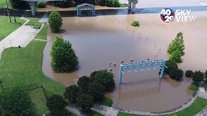 DRONE VIDEO: Riverfront Park flooded in Fort Smith https://bit.ly/2YS6fsF | 40/29 News -- Fort Smith & Fayetteville, Arkansas