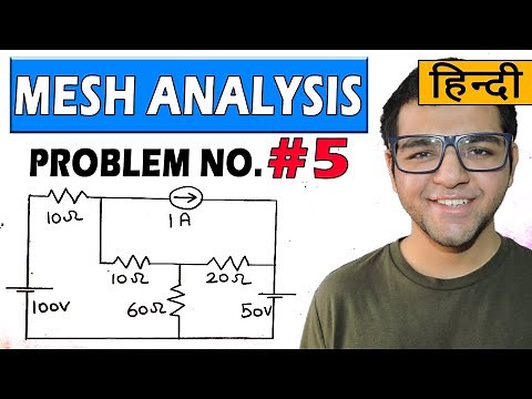 Mesh Analysis problems ( with current source ) in Hindi [ Problem 5 ]