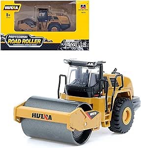 Gemini&Genius Rigid Road Roller Heavy Duty Steamroller Construction Site Vehicle Toys 1:60 Scale Diecast Site Grader Collectible Alloy Model Engineering Toys for Kids and Decoration for House