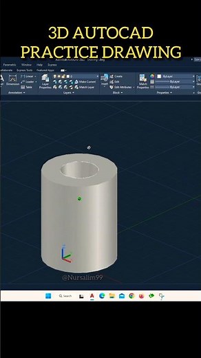3D AutoCAD Practice Drawing | Cylinder