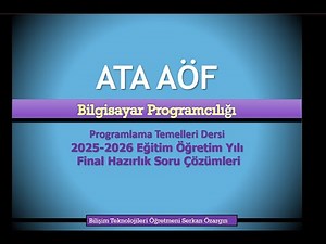 ATA Open Education Faculty – Computer Programming Programming Fundamentals Final Exam Preparation