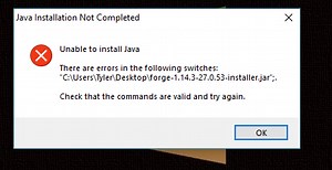 Java Installation Not Completed