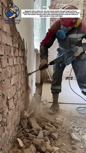 Powerful Wall Demolition with Rotary Hammer – Fast & Efficient Removal!
