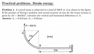 Practical problems. Strain energy.Problem 1. A curved beam is ... | Filo