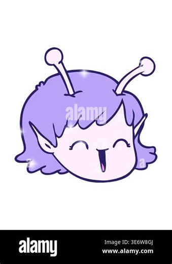 glitter effect animation of cartoon alien space girl face design Stock Video Footage - Alamy