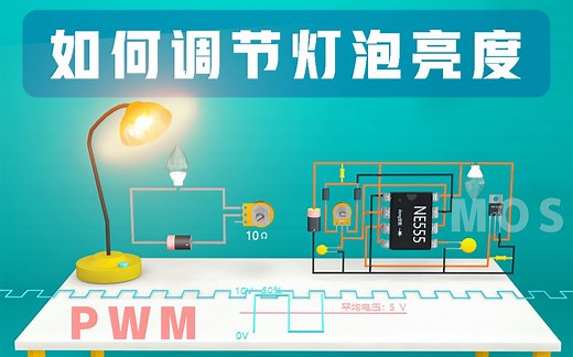 如何调节灯泡的亮度，MOS管的应用和PWM脉宽调制原理，3D动画演示轻松理解！
