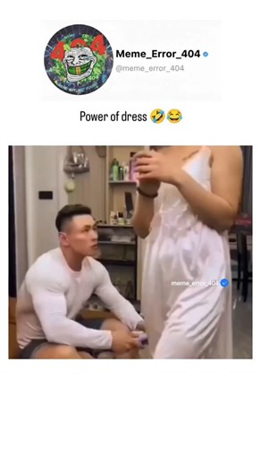 MEME_ERROR_404 on Instagram: "This viral video humorously illustrates a woman's escalating outfit changes—from casual pajamas to a revealing white dress—shifting her partner's focus from gaming with their golden retriever to her, highlighting clothing's role in sparking attention. . #meme__error__404 #usareels #fyp"