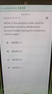 What is the purpose code used for permitted currency tendered by account holder during his temporary visit to India?