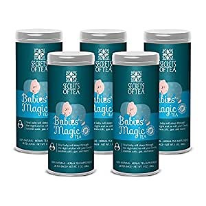 Secrets of Tea Baby Colic Babies' Magic Tea – Organic, Natural, Safe – Calming & Soothing Relief for Baby Acid Reflux, Gas, Colic – Your Baby Will Sleep Thru The Night Guaranteed–100 Count(5 Pack)