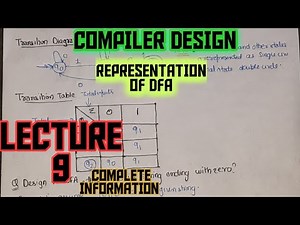 REPRESENTATION of DFA|DFA design example|dfa|compiler design playslist|example of dfa