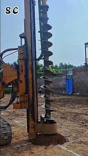Pile Driver Drills Deep Foundation Holes on Site 🏗️ #HeavyMachinery #Construction