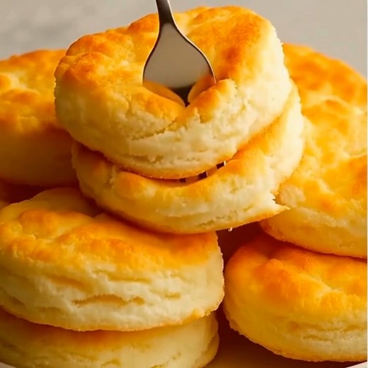 Melt-in-Your-Mouth 2-Ingredient Biscuits Ingredients: 1. 2 cups White Lily self-rising flour 2. 1 cup heavy whipping cream Directions: Preheat Oven: 1. Preheat your oven to 425°F (220°C) and line a baking sheet with parchment paper. Mix the Dough: 2. Lightly whisk the flour in a mixing bowl to make it fluffy. 3. Add the cold heavy cream and gently stir with a spatula until a soft, shaggy dough forms. Bake the Biscuits: 4. Drop spoonfuls of dough onto the prepared baking sheet, keeping them about