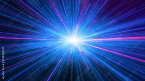 Seamless loop, Travel through stars trails blue red glow line. Abstract Hyperspace Jump in Universe.