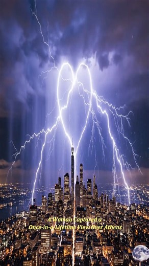 A Heart in the Storm — Captured Over Athens, Greece 🇬🇷 During a fierce thunderstorm above Athens, a single bolt of lightning split the night — and, for a fleeting heartbeat, the sky shaped itself into a perfect heart. | AstroNature