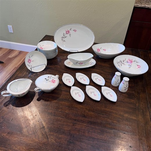 Vintage Noritake Rosemarie China 6044 - Pink Roses Gray Leaves - Made in Japan - Sold Individually