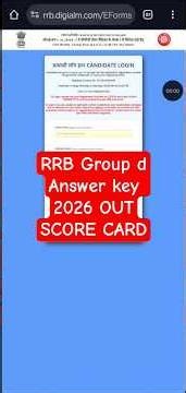 RRB Group d Answer key 2026 | RRB Group d score card 2026 | Group d score card 2026 kaise dekhe