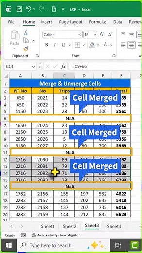 Remove Merge Cells. #excel #exceltricks #exceltutorialforbeginners